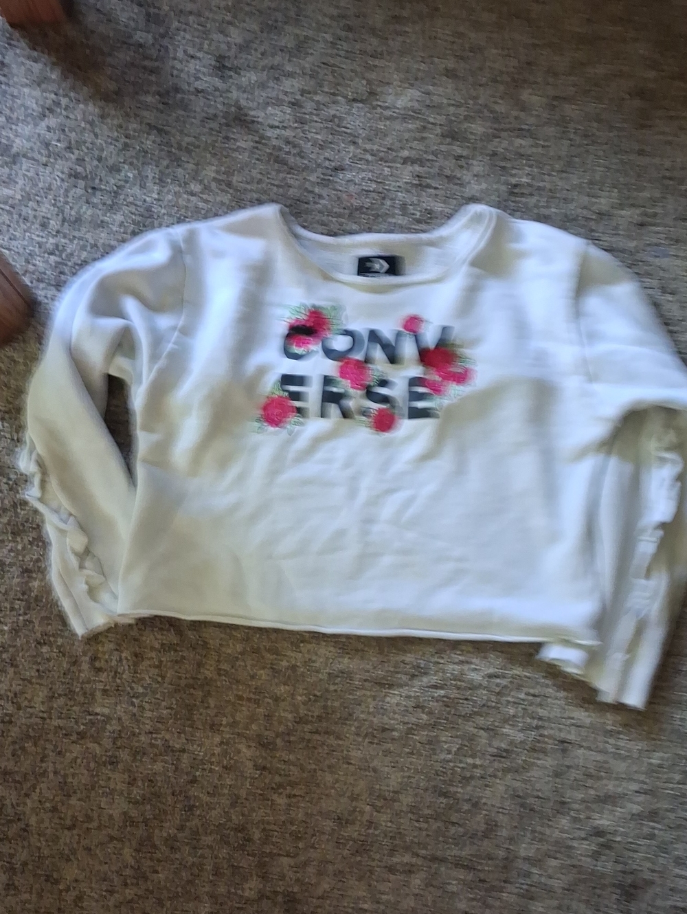 Converse White Sweatshirt with Pink Floral Logo